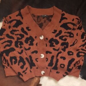 Leopard Print Button Cardigan